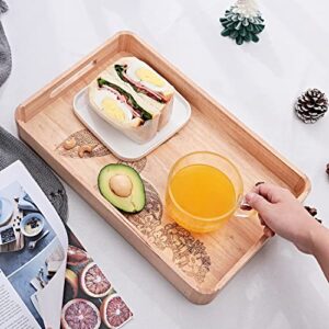 Wood Serving Tray with Handles, Set of 2 Platters, Perfect for Food Tray, Breakfast Tray, Toilet Tray Bathroom Sink Tray