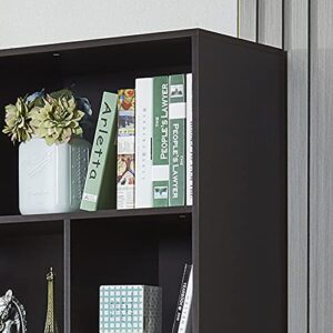 Mixcept Modern Bookcase with 2 Doors, Wooden Bookshelf Library with 6 Storage Cabinet for Home Office, Coffee (Coffee)