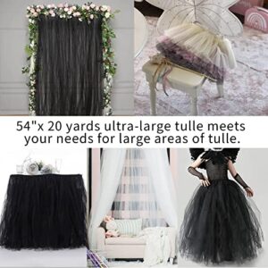 Tulle Fabric Rolls 54 inch by 20 Yards Black Tulle Bolt for Wedding Decorations Party Baby Shower Table Skirt Tutu DIY Decor