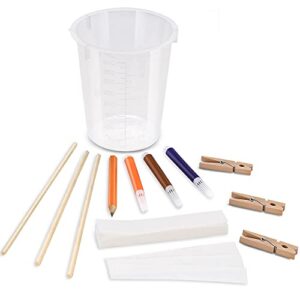 paper chromatography experiment kit with lab instructions - diy science experiment for home, school, lab - kit includes 50-sheet filter paper, beaker, dowel, clips, pens, pencil, detailed instructions