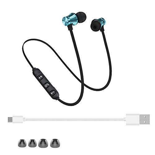 MADAGI Earphone Magnetic in-Ear Stereo Headset Earphone Wireless Bluetooth 4.2 Headphone Gift Blue