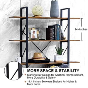 OTENNETO 5 Tier Book Shelf, Industrial Shelves Etagere Book Case with Extra Width & Rustic Wood Board, Large Vintage 5 Shelf Bookcase, Open Display Storage Furniture for Bedroom, Office, Living Room