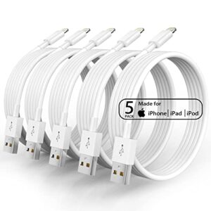 5 pack(10ft)[apple mfi certified] iphone charger long lightning cable fast charging iphone charger cord compatible iphone 14/14 pro max/13 pro max/12/11 pro max/mini/xs max/xr/xs/x/8/7/plus/6 ipad