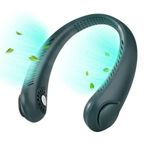 shiyinvie portable neck fan, personal wearable fan hands free usb rechargeable battery 3 speed bladeless fans suitable for office outdoor travel (green)