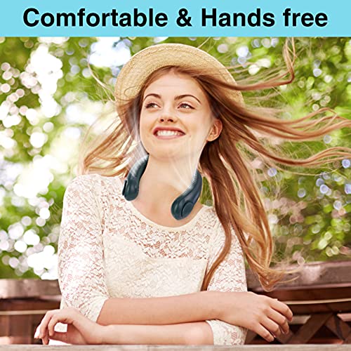 Shiyinvie Portable Neck Fan, Personal Wearable Fan Hands Free USB Rechargeable Battery 3 Speed Bladeless Fans Suitable for Office Outdoor Travel (Green)