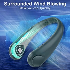 Shiyinvie Portable Neck Fan, Personal Wearable Fan Hands Free USB Rechargeable Battery 3 Speed Bladeless Fans Suitable for Office Outdoor Travel (Green)