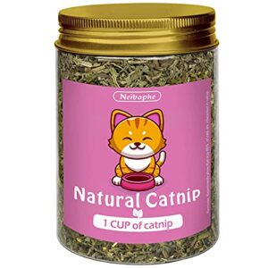 Neibaphe Cat Nip, Premium Catnip Leaves for Cat, Makes Cat Crazy (1CUP)