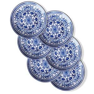 sonemone blue floral dessert plates, set of 6, 6 inch small appetizer plates, for cake, snacks, ice cream, side dish, ceramic, microwave & dishwasher safe