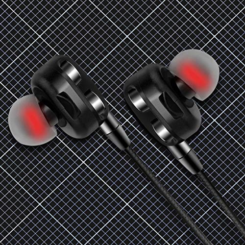 MADAGI Wired in-Ear Headphones Earbuds with Microphone A4 Earphones Clear Sound Ergonomic Design in-Ear Dual Moving Coil in-Ear Wired Sport Earphones Black