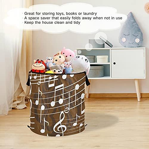 Music Pop Up Laundry Hamper With Lid Foldable Laundry Basket With Handles Collapsible Storage Basket Clothes Organizer for Travel Kids Room