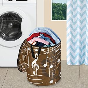 Music Pop Up Laundry Hamper With Lid Foldable Laundry Basket With Handles Collapsible Storage Basket Clothes Organizer for Travel Kids Room