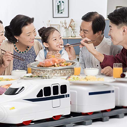 Crounuas Rotating Train Electric Rotary Sushi Machine Set Goes Around Rotating Sushi Tray Household Rail Conveyor Belt for Party Sushi Display Table Swing Plate Battery Powered