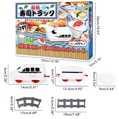 Crounuas Rotating Train Electric Rotary Sushi Machine Set Goes Around Rotating Sushi Tray Household Rail Conveyor Belt for Party Sushi Display Table Swing Plate Battery Powered