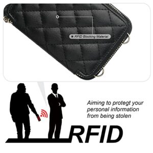Bocasal Crossbody Wallet Case for iPhone 12/12 Pro, RFID Blocking PU Leather Zipper Handbag Purse Flip Cover, Kickstand Folio Case with Card Slots Holder Wrist Strap Lanyard 5G 6.1 Inch (Black)