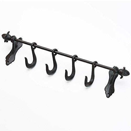 Sungmor Cast Iron Wall Hook, Heavy Duty Metal Coat Rack Wall Mount, Farmhouse Villa Garden Kitchen Balcony Hallway Decorative Hooks for Clothes, Keys, Hand Tools, Mugs, Bags, Umbrella, Sundries