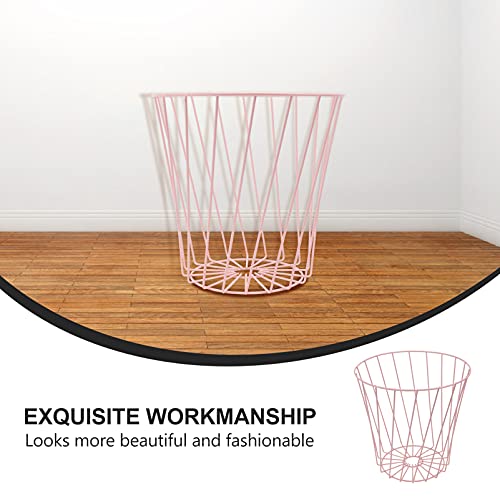 Cabilock Entryway Decor Metal Waste Container Iron Wire Umbrella Storage Holder Stand Kitchen Trash Waste Can Round Trash Bin for Office Room Bathroom Living Room Home Office Decor