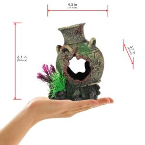 UNEAK - Aquarium Decorations Vase Jar Jug Sunken Fish Tank Decoration Ornament Landscaping Rocks Cave Saltwater Freshwater Small & Medium Fish Garden Pond Ornaments Resin