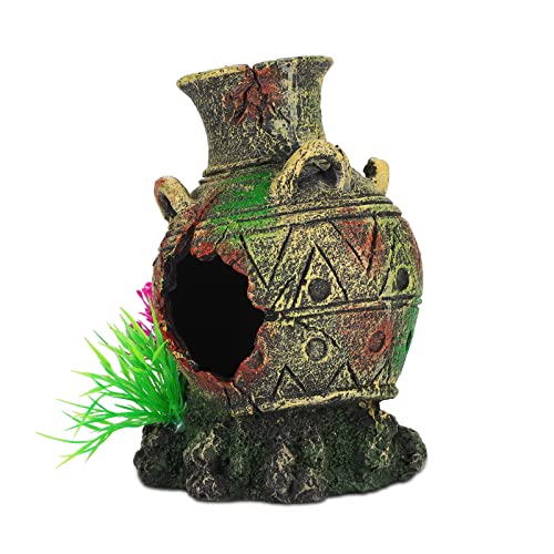 UNEAK - Aquarium Decorations Vase Jar Jug Sunken Fish Tank Decoration Ornament Landscaping Rocks Cave Saltwater Freshwater Small & Medium Fish Garden Pond Ornaments Resin