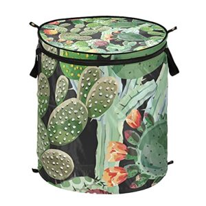 cactus green pop up laundry hamper with lid foldable laundry basket with handles collapsible storage basket clothes organizer for kids room bedroom