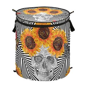 butterfly sunflowers skull pop up laundry hamper with lid foldable laundry basket with handles collapsible storage basket clothes organizer for laundry room camp travel