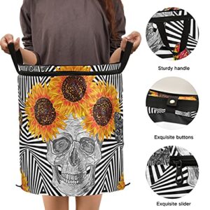 Butterfly Sunflowers Skull Pop Up Laundry Hamper With Lid Foldable Laundry Basket With Handles Collapsible Storage Basket Clothes Organizer for laundry Room Camp Travel