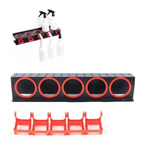 Spray Bottle Storage Rack W/ 5 Holes 5 Hanging Hooks,Spray Can Holder Bracket Bottle Organizer Aerosol Can Organizer Hanging Rail Car Beauty Shop Accessory Display Auto Cleaning Detailing Tools Hanger