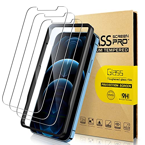 Invoibler 3 Pack Screen Protector Compatible with iPhone 12/12 Pro, iPhone 12/12 Pro Screen Protector Tempered Glass, 6.1 Inch [HD Clear] [Anti-Scratch] [Case Friendly] [Bubble Free],