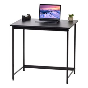 iris usa 32 inch modern laptop and computer desk office table for home office, water and scratch resistant surface gaming desk, easy to assemble black desk