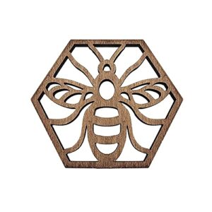 10pcs wooden coaster hollow hex wooden cup cushion honeycomb design cup pad wall art decoratiob for bee lovers collection housewarming gift coffee diy bar home decor(10pcs, bees)