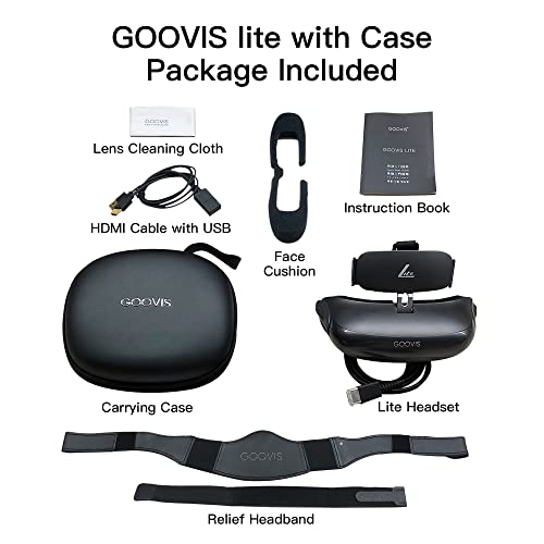 GOOVIS Lite with Case- 3D HD Headsets OLED Display Goggles Glasses, Built-in Adjustment Hyperopia & Myopia Lens Compatible with PC, Smart Phone, Set-top Box, UAV