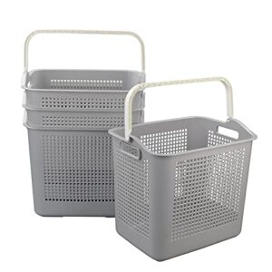 morcte 4-pack 35 l plastic laundry hamper with handles, dirty clothes storage basket, gray