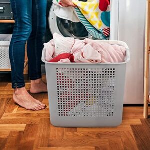 Morcte 4-Pack 35 L Plastic Laundry Hamper with Handles, Dirty Clothes Storage Basket, Gray