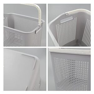 Morcte 4-Pack 35 L Plastic Laundry Hamper with Handles, Dirty Clothes Storage Basket, Gray