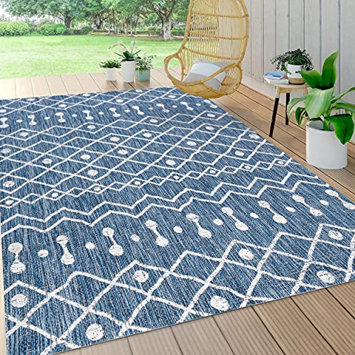 JONATHAN Y SMB131C-3 Nokat Tribal Bohemian Indoor Outdoor Area-Rug Bohemian Rustic Easy-Cleaning Bedroom Kitchen Backyard Patio Non Shedding, 3 X 5, Blue/Ivory