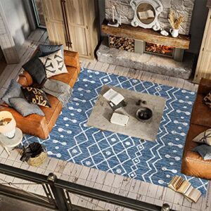 JONATHAN Y SMB131C-3 Nokat Tribal Bohemian Indoor Outdoor Area-Rug Bohemian Rustic Easy-Cleaning Bedroom Kitchen Backyard Patio Non Shedding, 3 X 5, Blue/Ivory