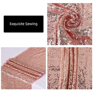 FGSAEOR Rose Gold Tablecloth, 12x108inch Sequins Table Runners and 54x108inch Plastic Table Cloths for Party Decorations, Sparkling Party Supplies Table Cover for Indoor Outdoor Parties