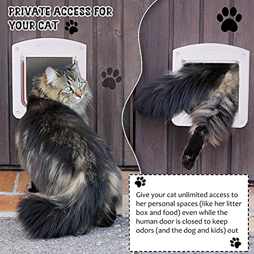 Pet Door for Cats and Dog, Cat Flap Door for Interior Exterior Cat Door Weatherproof Pet Door 4-Way Rotary Lock Pet Door with Cat Flap for Cats Doggie Kittens, 8 x 8.6 Inches