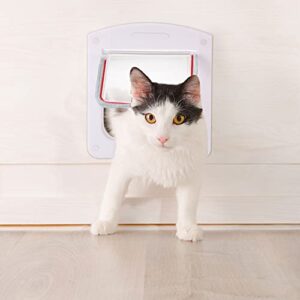 Pet Door for Cats and Dog, Cat Flap Door for Interior Exterior Cat Door Weatherproof Pet Door 4-Way Rotary Lock Pet Door with Cat Flap for Cats Doggie Kittens, 8 x 8.6 Inches