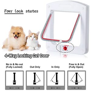 Pet Door for Cats and Dog, Cat Flap Door for Interior Exterior Cat Door Weatherproof Pet Door 4-Way Rotary Lock Pet Door with Cat Flap for Cats Doggie Kittens, 8 x 8.6 Inches