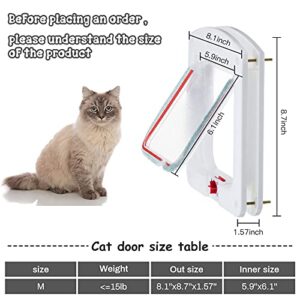 Pet Door for Cats and Dog, Cat Flap Door for Interior Exterior Cat Door Weatherproof Pet Door 4-Way Rotary Lock Pet Door with Cat Flap for Cats Doggie Kittens, 8 x 8.6 Inches