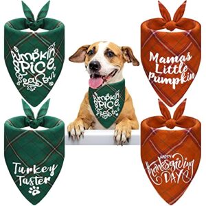 4 pieces thanksgiving dog bandana fall plaid bandanas for small to large dogs puppy cat pet triangle bandana scarf adjustable holiday dog bandana bibs party costume