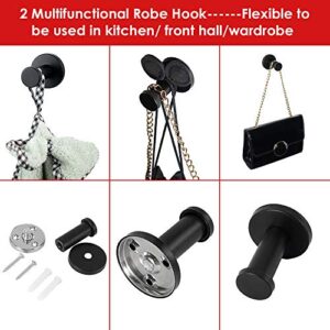 Vanloory Bathroom Towel Hooks, 6 Pack Round Coat Hooks, Sturdy Wall Mounted Robe Hook, SUS 304 Stainless Steel Heavy Duty Clothes Hanger, Wall Towel Hooks for Bathroom Bedroom Kitchen (Black)