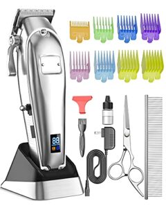 oneisall dog grooming clippers for thick heavy coats,2 speed cordless hair trimmers with metal blade grooming kit for pets dogs cats animals