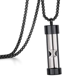 youfeng urn necklace for ashes timeless hourglass memorial pendant keepsake cremation jewelry for human pet ashes black