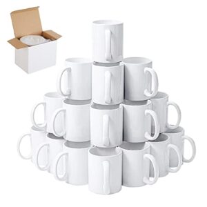 signzworld sublimation mugs, sublmation mugs blank 11oz for vinyl, sublimaton coffee mugs with large handle white coated ceramic cup with white gift box(set of 36)
