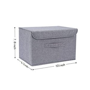 BAYUTE foldable storage box 2 storage boxes with lids, linen storage box, used to store toys, clothes, paper and books in the closet and bedroom. (M, GREY)