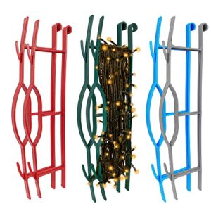 edsrdus set of 6 light & cord wind up christmas light storage, strong & hangable, for organizing christmas lights & electric cords, each holds up to 164 ft (2red 2green grey blue, 4inch x 16inch)