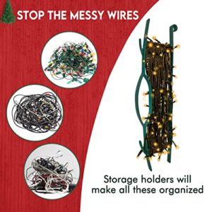 EDSRDUS Set of 6 Light & Cord Wind Up Christmas Light Storage, Strong & Hangable, for Organizing Christmas Lights & Electric Cords, Each Holds Up to 164 ft (2Red 2Green Grey Blue, 4inch x 16inch)