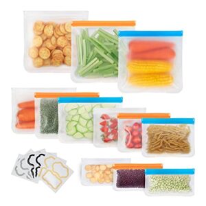 12-pack reusable ziplock bags - bpa-free, leak-proof, and freezer safe, keep your food fresh and organized