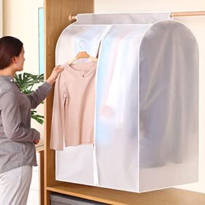 subclap garment cover hanging clothes bag organizer 47 inch, translucent dustproof waterproof garment bags for storage suit shirt dress coat jackets with full zipper & magic tape, 1 pack (wide 31”)